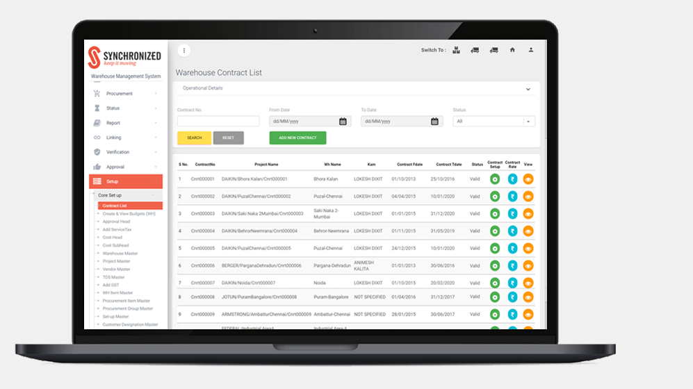 Synchronized Warehouse Administration Platform